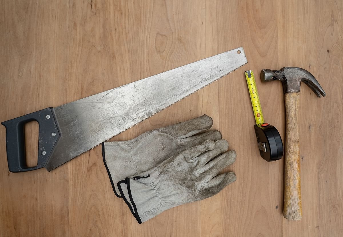 Carpentry tools laid out ready for a job